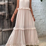 Sorina – Rochie Maxi cu Bretele și Volane