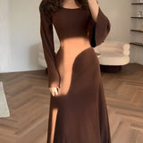 Nadia – Rochie maxi din jacard cu mâneci
