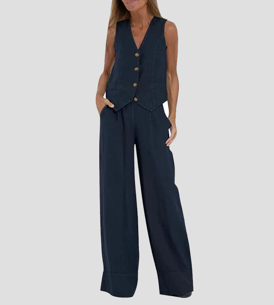 Ana – Set Cu Vesta Si Pantaloni Largi