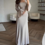 Nadia – Rochie maxi din jacard cu mâneci