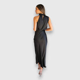 Daisy | Rochie Elegantă din Satin cu Guler Halter