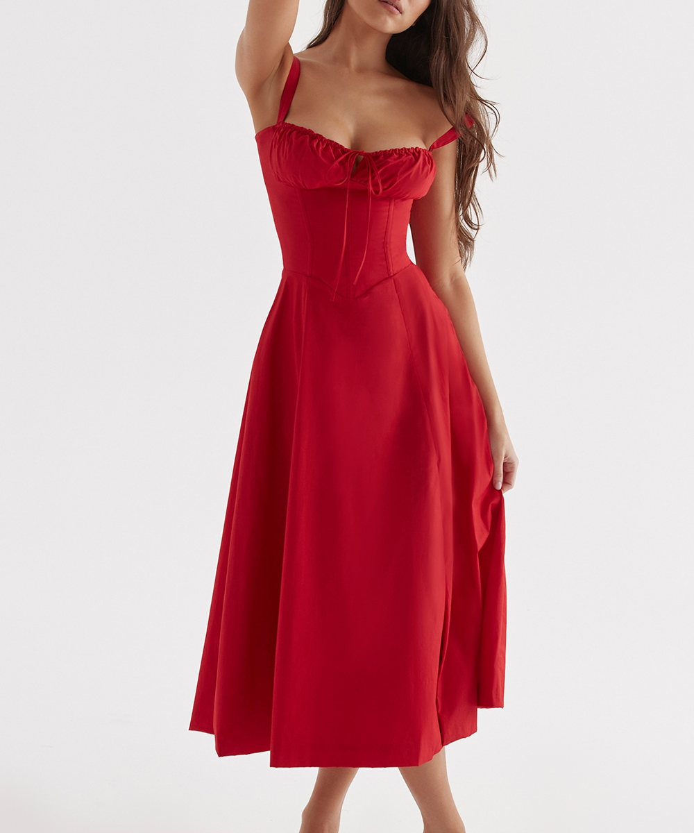 Vivienne – Rochie Midi cu Corset Romantic