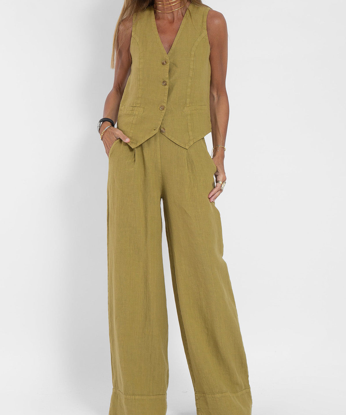 Ana – Set Cu Vesta Si Pantaloni Largi