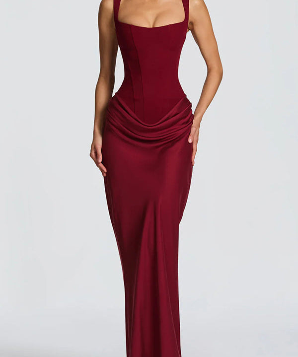 Corina – Rochie Maxi cu Decolteu Pătrat