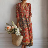 Elena – Rochie Artistică cu Model Paisley și Mandala