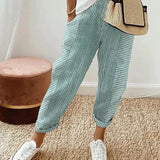 Celia | Pantaloni din Bumbac Rayat Clasic