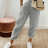 Celia | Pantaloni din Bumbac Rayat Clasic