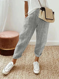 Celia | Pantaloni din Bumbac Rayat Clasic