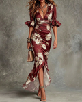Adriana Floral - Rochie Lunga cu Imprimeu Floral