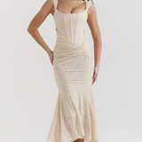 Emilia – Rochie Maxi cu Dantelă Aplicată cu Finețe