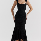 Emilia – Rochie Maxi cu Dantelă Aplicată cu Finețe