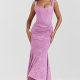 Emilia – Rochie Maxi cu Dantelă Aplicată cu Finețe