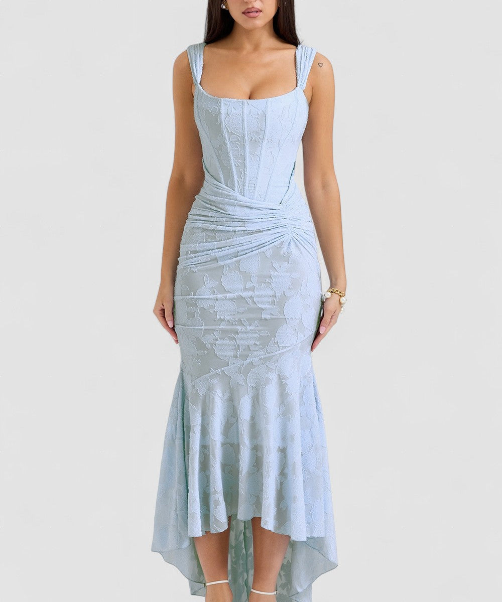 Emilia – Rochie Maxi cu Dantelă Aplicată cu Finețe