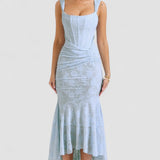 Emilia – Rochie Maxi cu Dantelă Aplicată cu Finețe