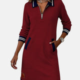 Jeanne - Rochie Elegantă din Bumbac cu Mâneci Lungi
