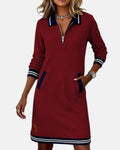 Jeanne - Rochie Elegantă din Bumbac cu Mâneci Lungi