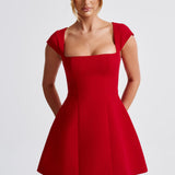 Aurelia – Rochie Mini cu Decolteu Pătrat Structural
