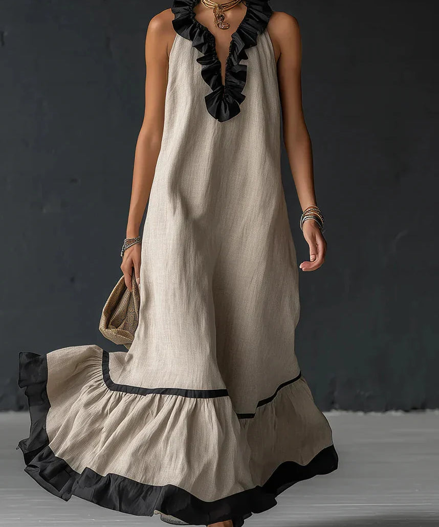Serena – Rochie Lungă cu Volane