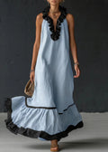 Serena – Rochie Lungă cu Volane