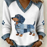 Anca – Pulover Patchwork Cățeluș